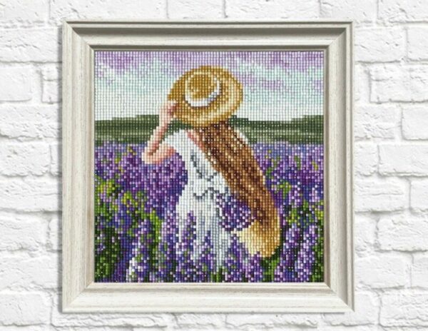 Girl in lavender field cs2626 7 9 x 7 9 inches crafting spark diamond painting kit wizardi 1