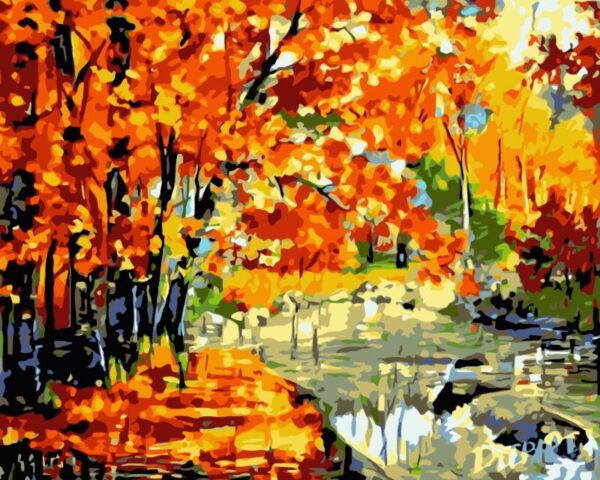 Painting by numbers kit crafting spark golden autumn a109 19 69 x 15 75 in wizardi 1