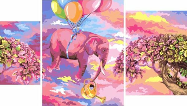 Painting by numbers kit crafting spark pink elephant i019 19 69 x 15 75 in wizardi 1