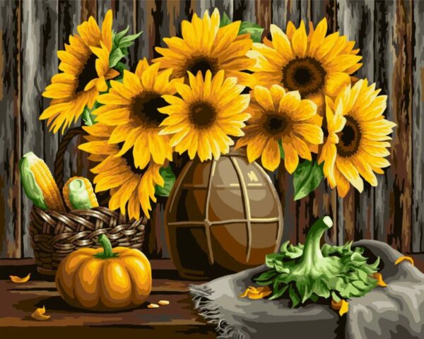 Painting by numbers kit crafting spark sunflowers b098 19 69 x 15 75 in wizardi 1