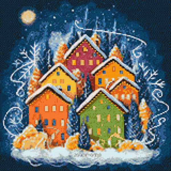 Winter houses cs2719 15 75x15 75 inches crafting spark diamond painting kit wizardi 1